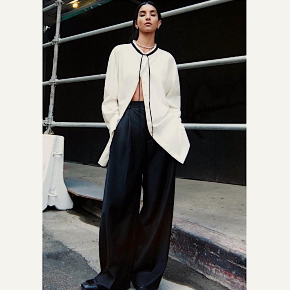 COS Oversized Contrast-Trim Shirt size 8